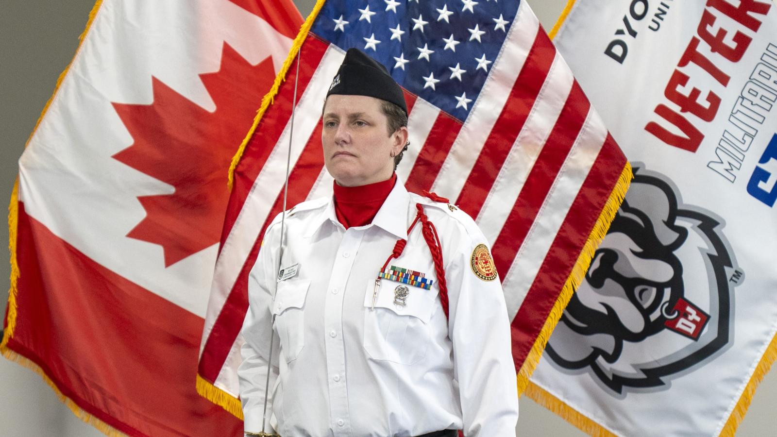 honor guard stands for presentation of colors