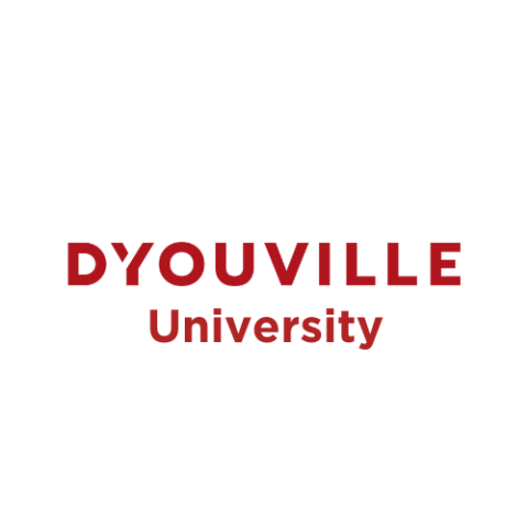 D'Youville University text mark in red.