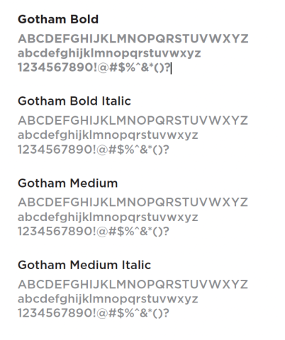 Gotham Bold and Medium Fonts.
