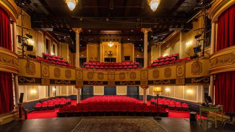 looking towards the audience from center stage of the kavinoky theatre
