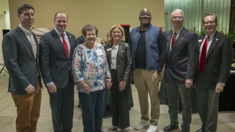 Dr. Jason MacLeod, Congressman Tim Kennedy, Mary Kennedy, Dr. Lorrie Clemo, Legislator Lawrence J. Dupre, Dr. Jay Danto, and Dr. Britt Davis stand together for a group photo