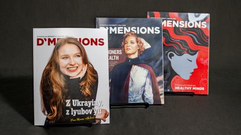 Photo of three D'Mensions Magazines