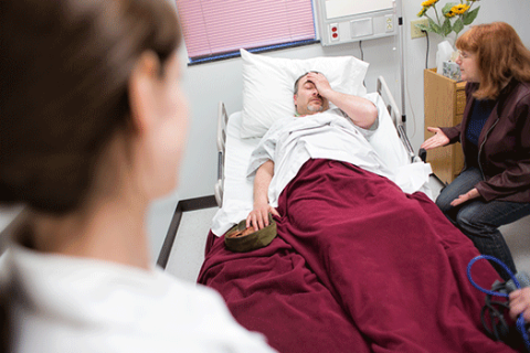 Simulation lab patient on bed