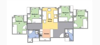 campus apartment quad floor plan