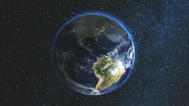 rendering of earth from space against the star sky