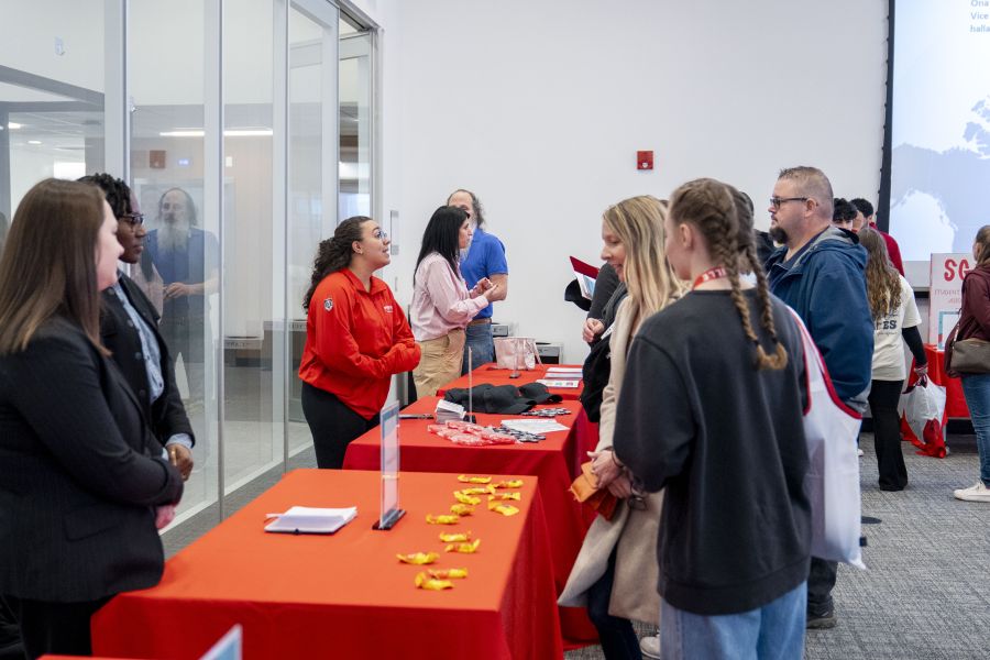 Tables with Prospect Students at DYU Open House 