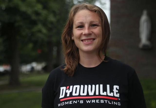 Carlene Sluberski in D'Youville University Women's Wrestling Sweatshirt