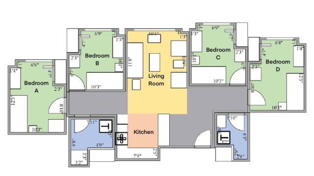222 apartments room layout