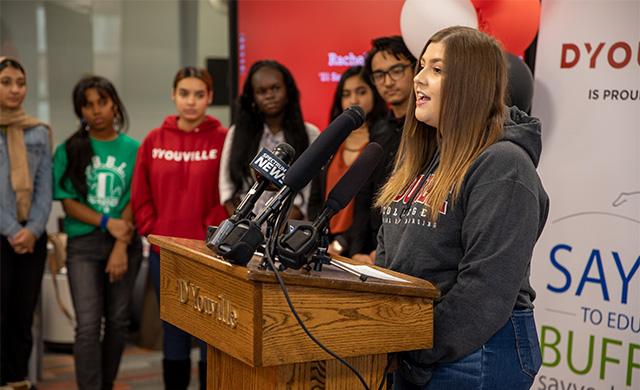 Rachel Rainey '21, a nursing student and Say Yes scholar at D'Youville
