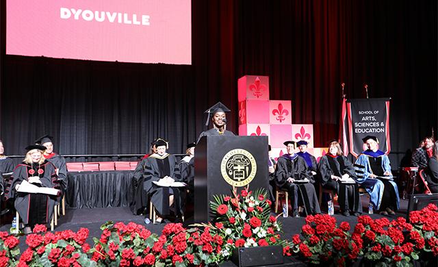 Grace Pelegrino Oyo-Adout addresses her fellow classmates.