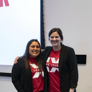 Ellen Newton and Rebecca Capinera at Title IX Celebration in the HUB